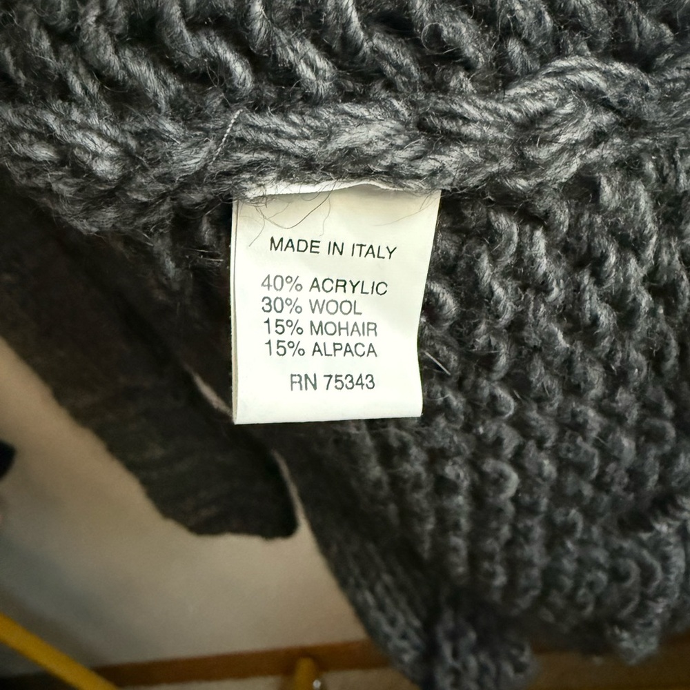 Berretti Italy Alpaca Wool Chunky Knit Cardigan Shawl Collar Gray S - Picture 6 of 12